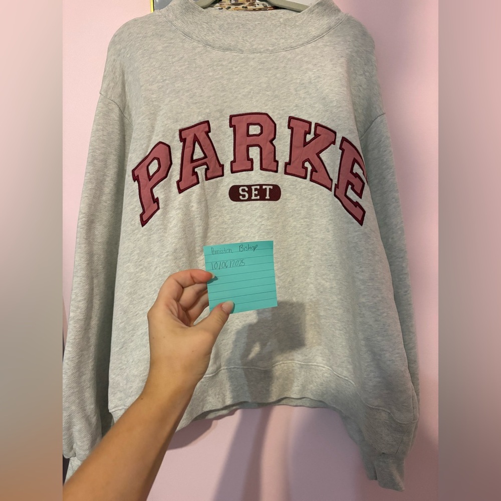 Gray and pink Parke x  Set Women's mockneck